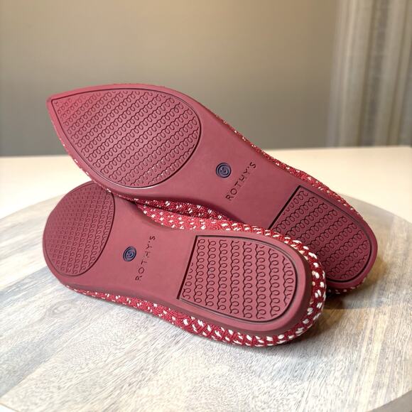 Rothy's Red Apple Honeycomb Knit Point Flat Shoes Women's Size 6.5 - Picture 8 of 12